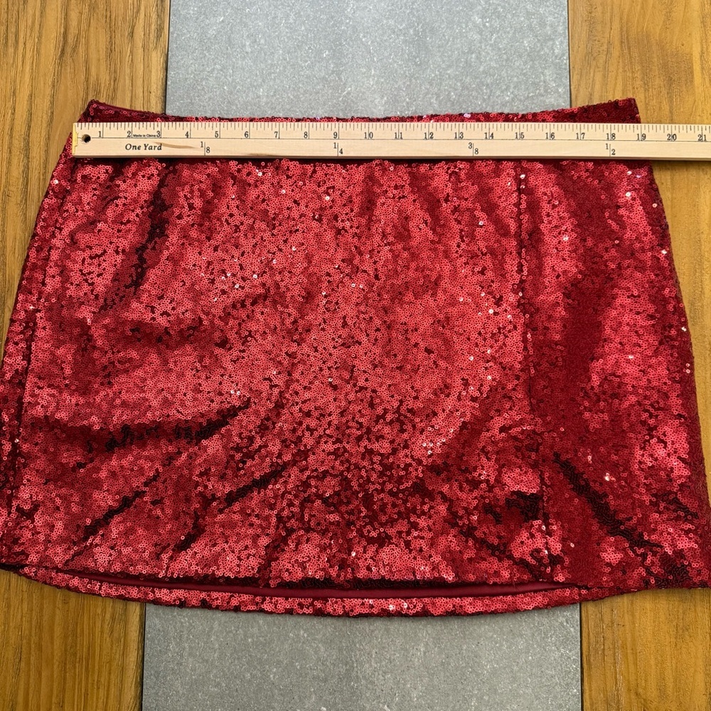 ASTR the Label Sequin Holiday Party Burgundy Red Wine Mini Skirt Size XL - Picture 9 of 9